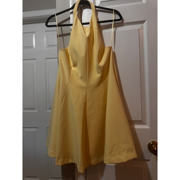 Zara Yellow Halter Neck Mini Dress Sleeveless Fit and Flare Cocktail XL NWT - Picture 5 of 11
